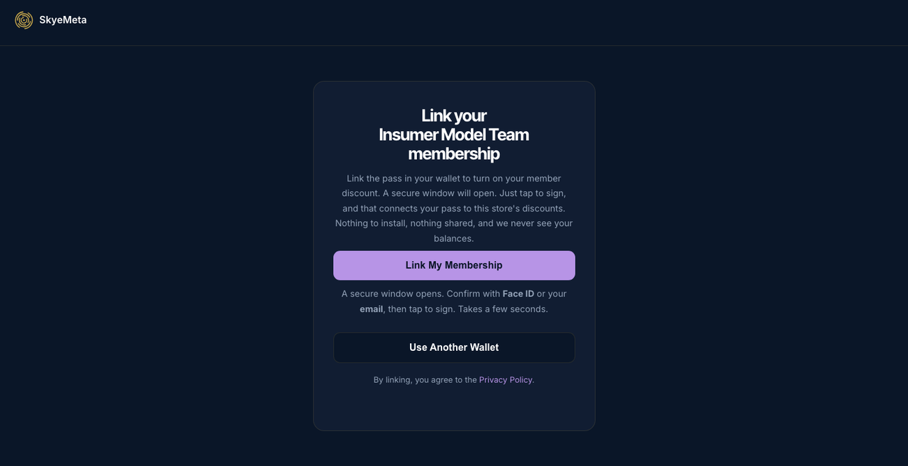 The member recognition page: link your membership
