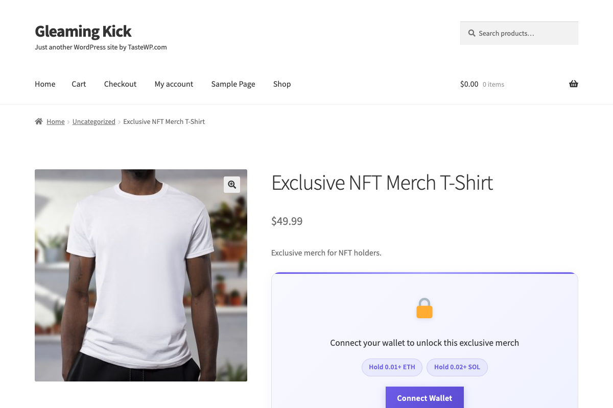 Gate prompt blocks purchase until wallet is connected